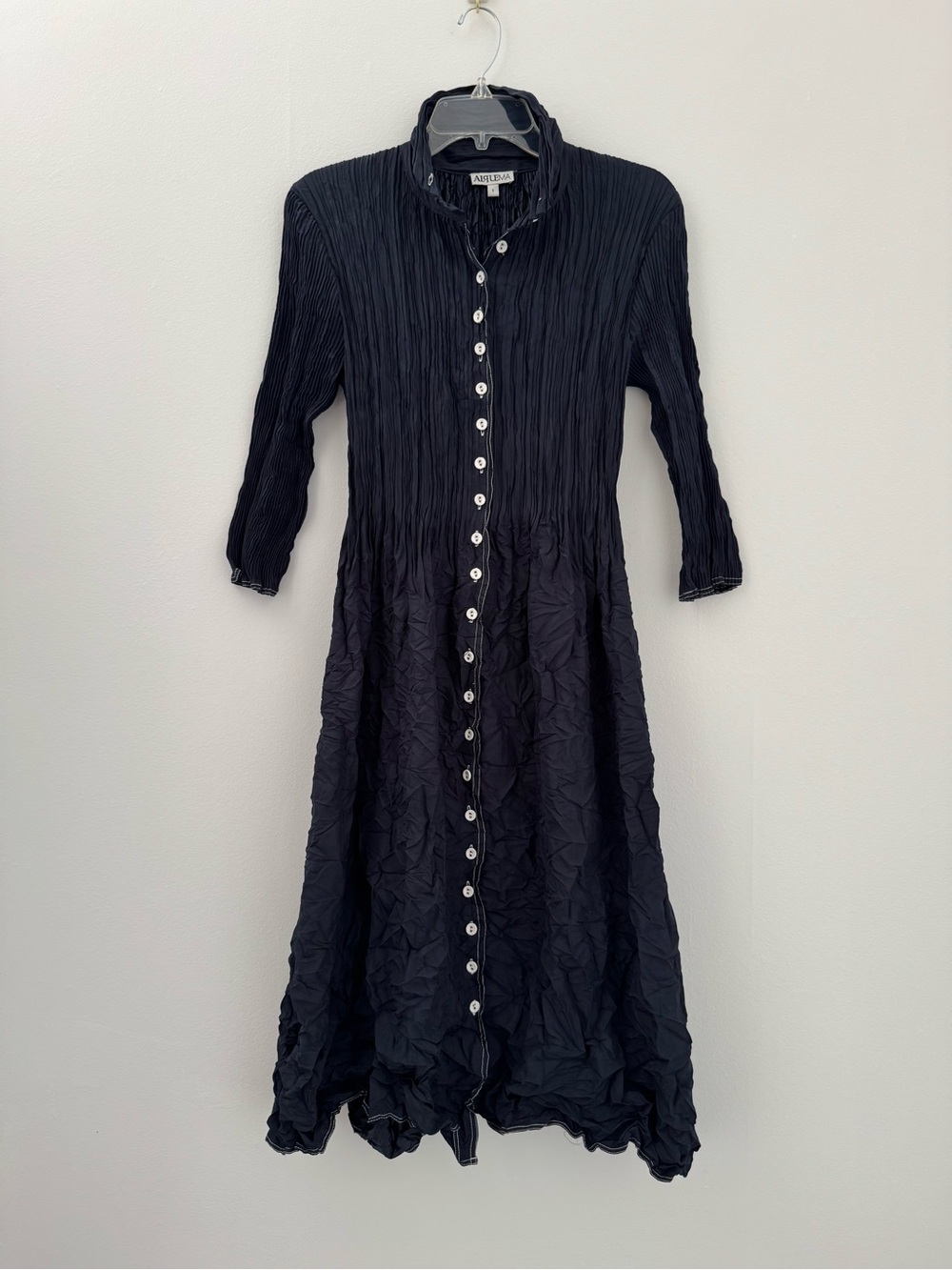 Sz1 Alquema Navy Button-Front Midi Dress